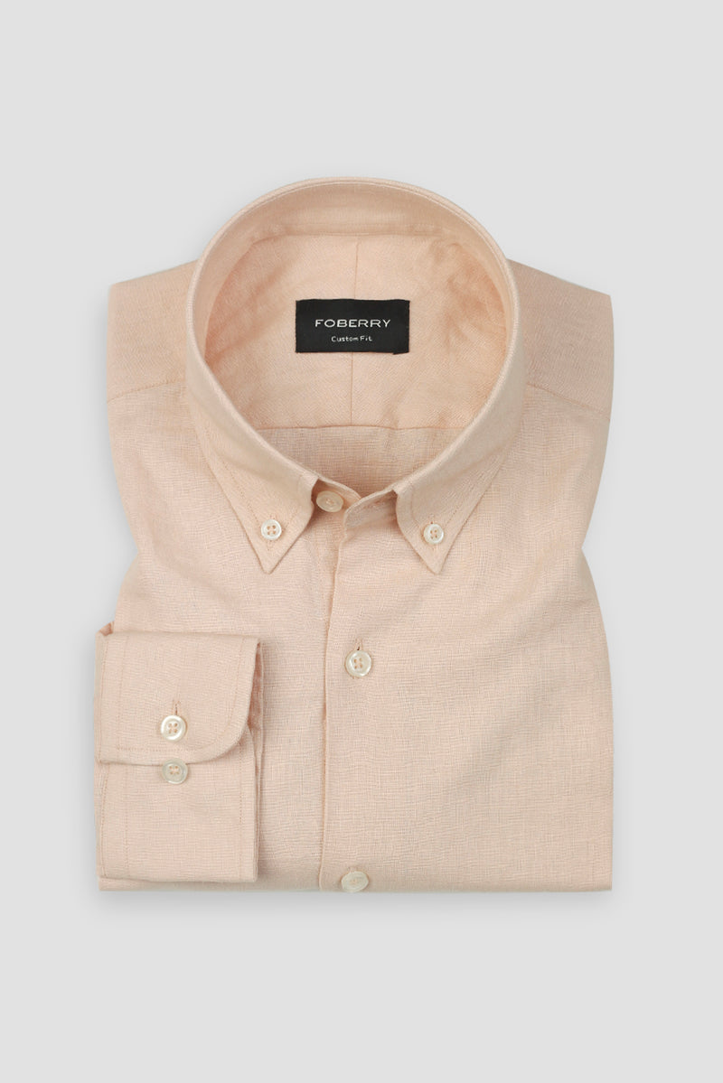 Soft Pastel Peach Irish Linen Shirt