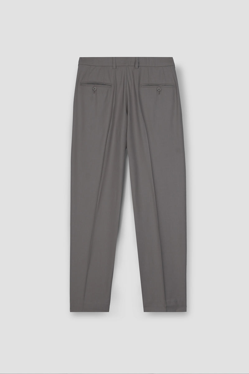Platinum Grey Tropical Wool Blended Dress Pant