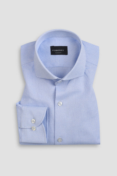 Crispy Sky Blue Leno weave Shirt