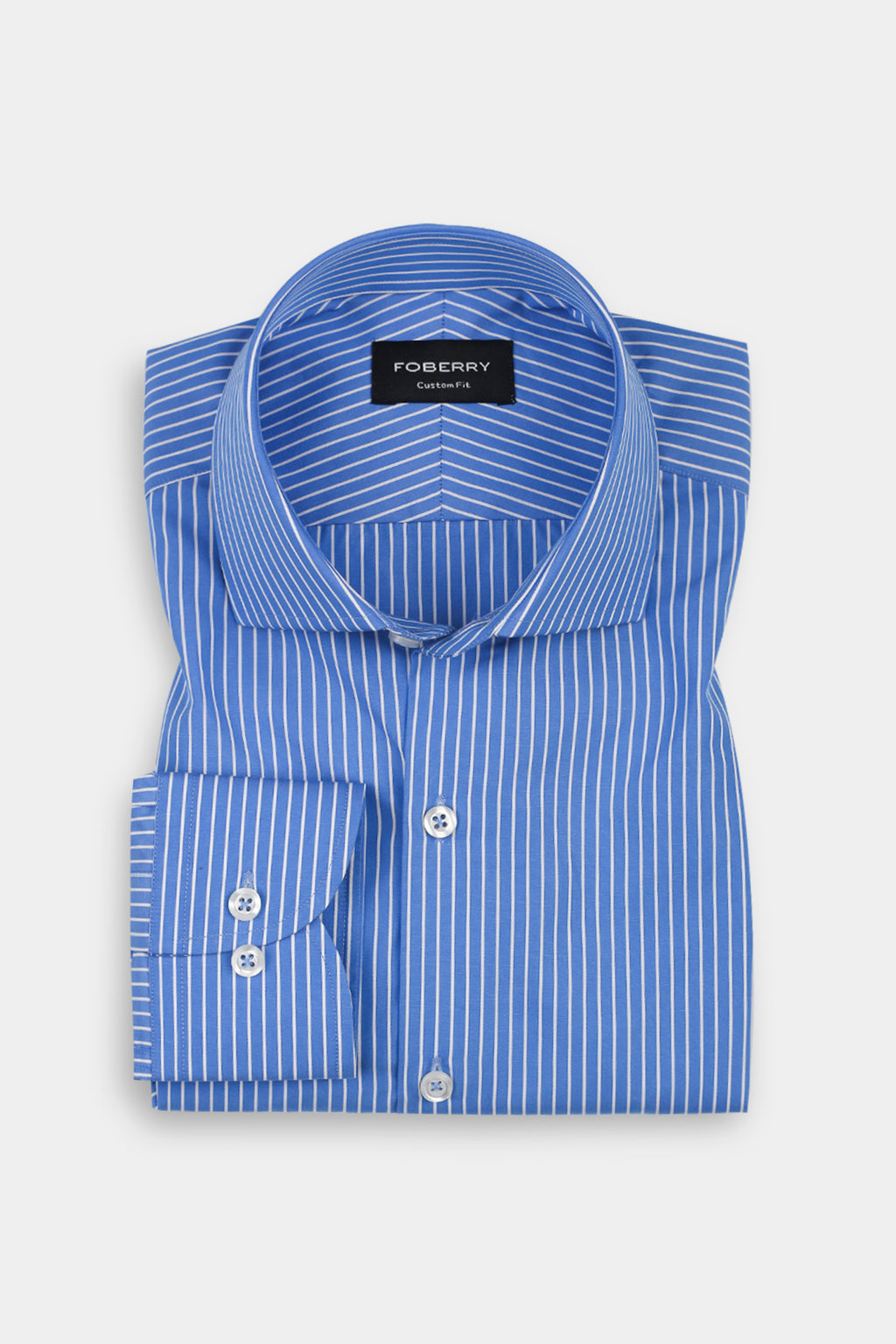 Azure Blue Pen Striped Shirt