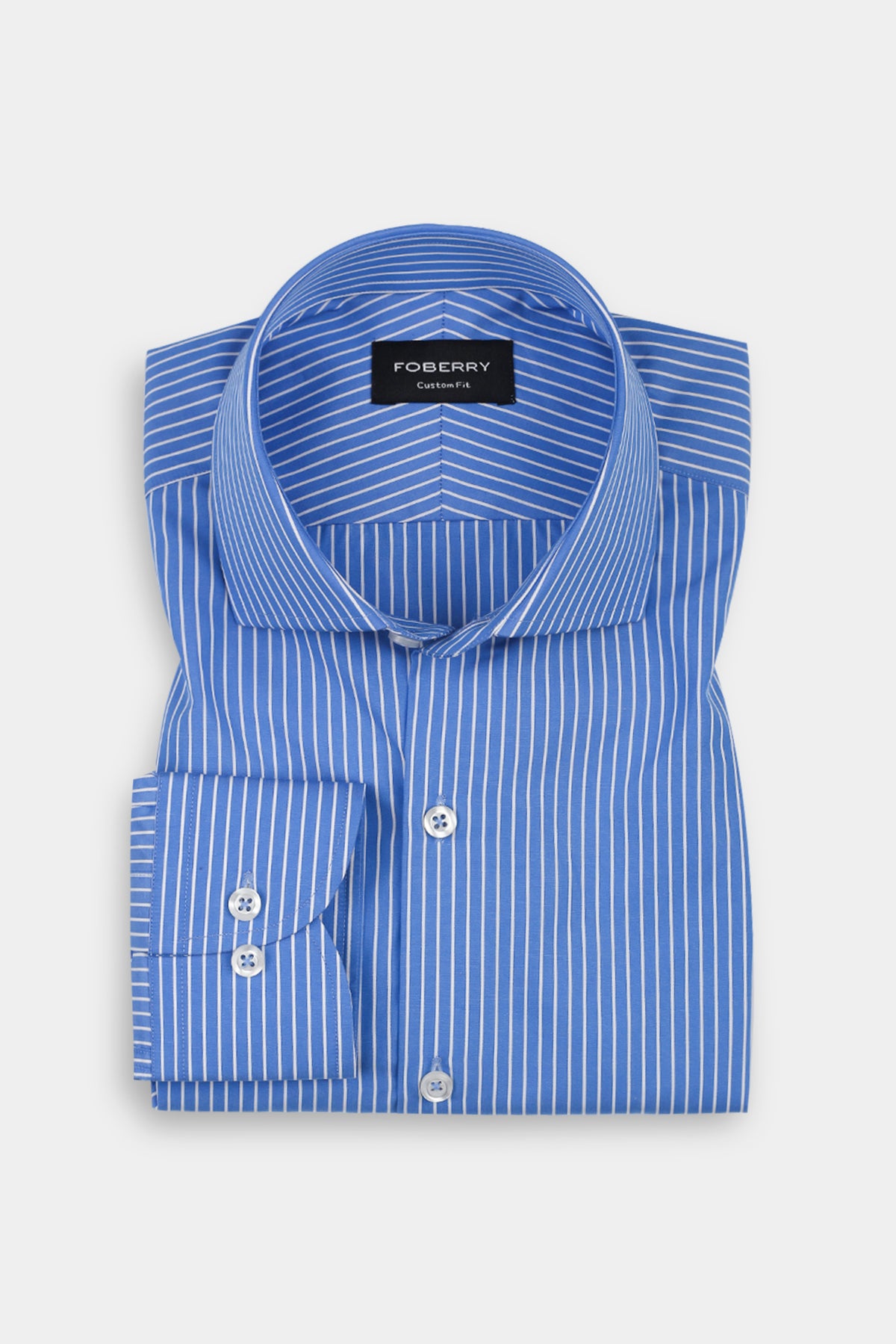 Azure Blue Pen Striped Shirt