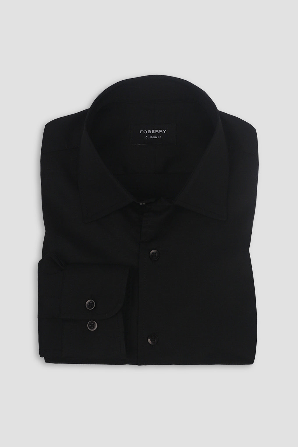 Black Linen Cut Away Collar Shirt - Foberry Pakistan