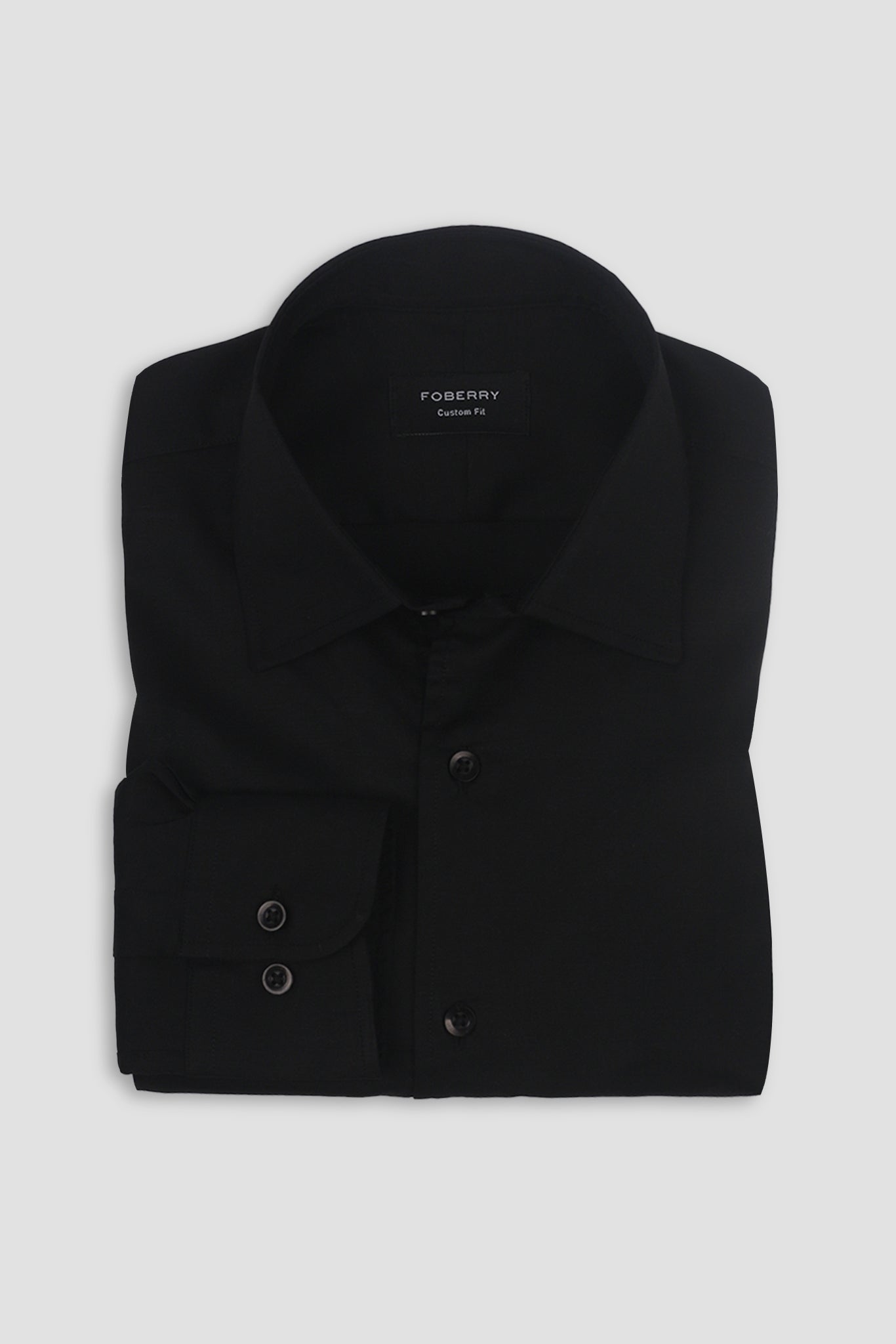 Black Linen Cut Away Collar Shirt - Foberry Pakistan