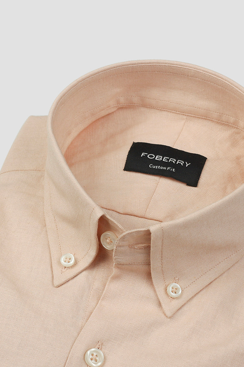 Soft Pastel Peach Irish Linen Shirt
