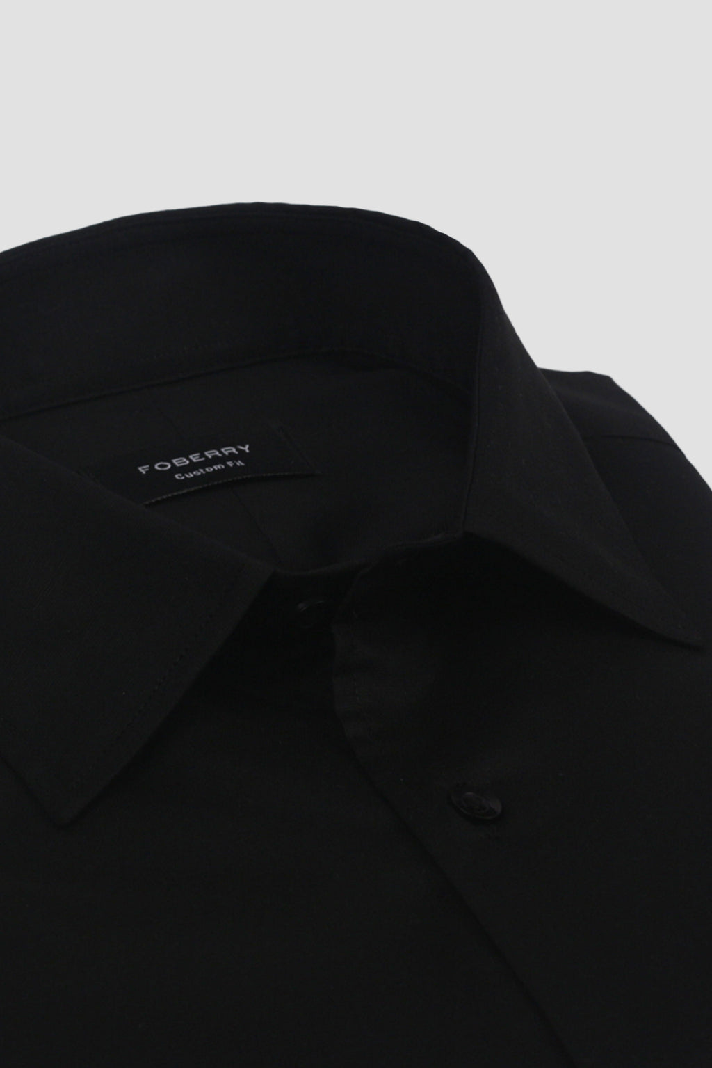Black Linen Cut Away Collar Shirt - Foberry Pakistan