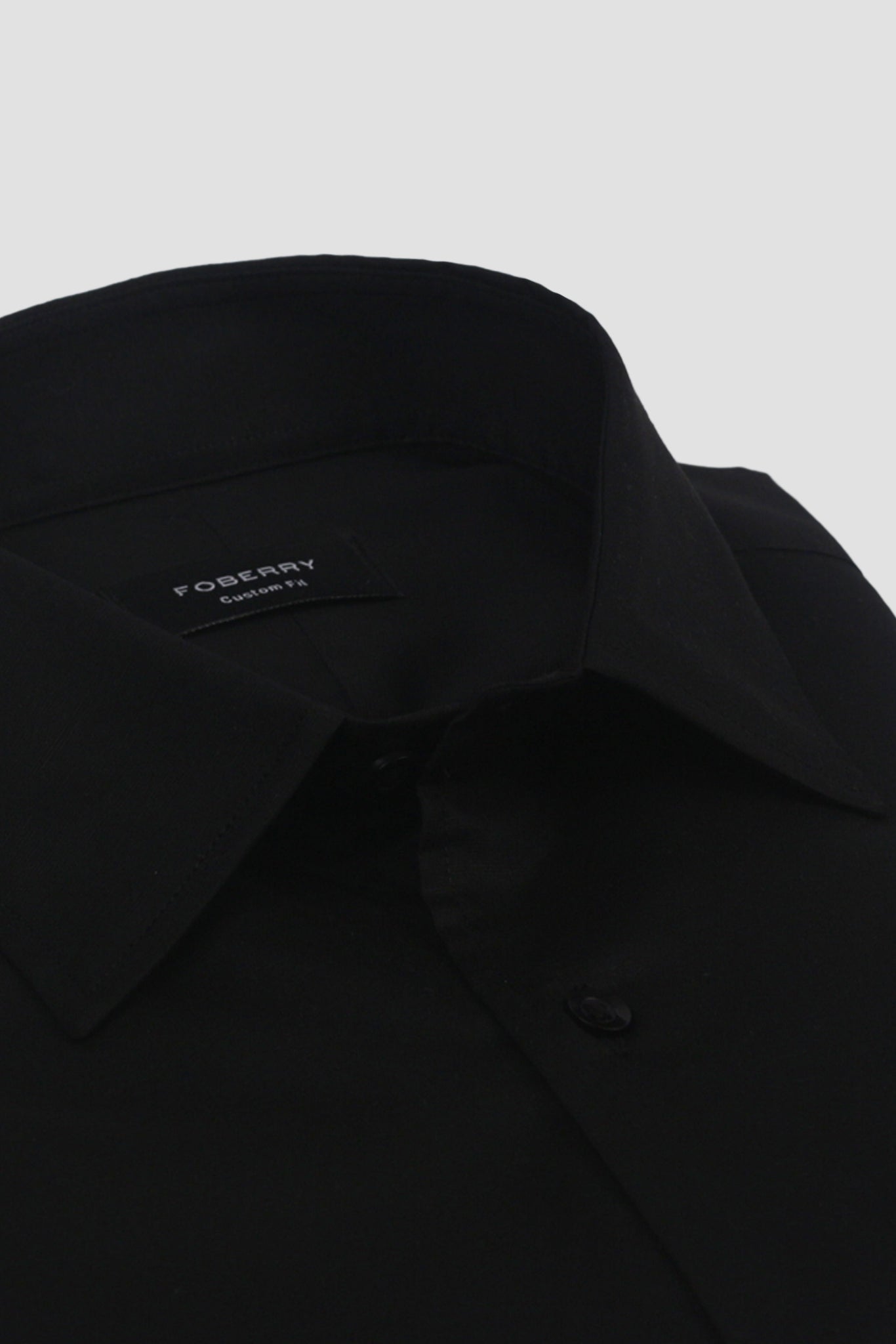 Black Linen Cut Away Collar Shirt - Foberry Pakistan