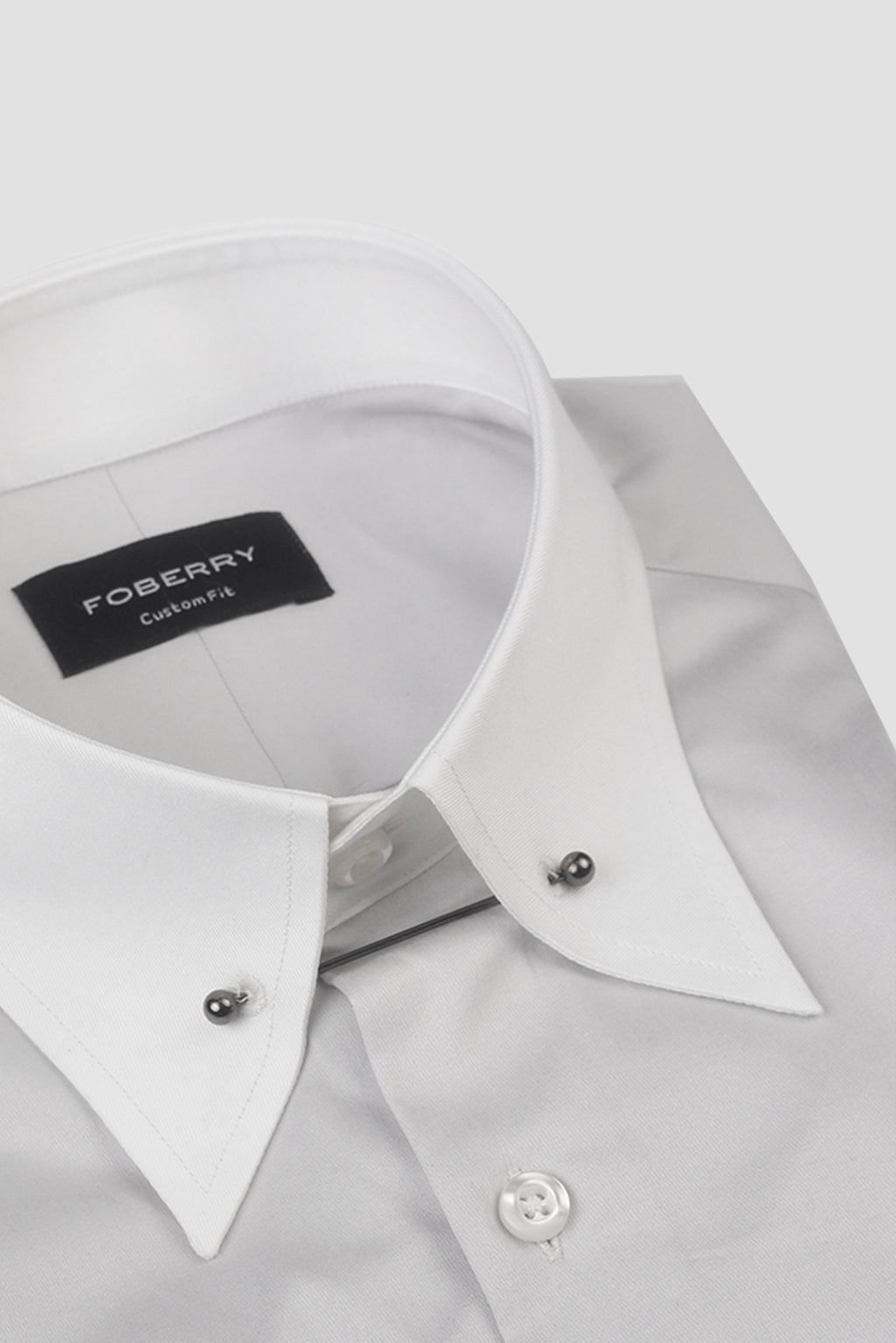 Ash Grey Egyptian Poplin Pin Collar Shirt