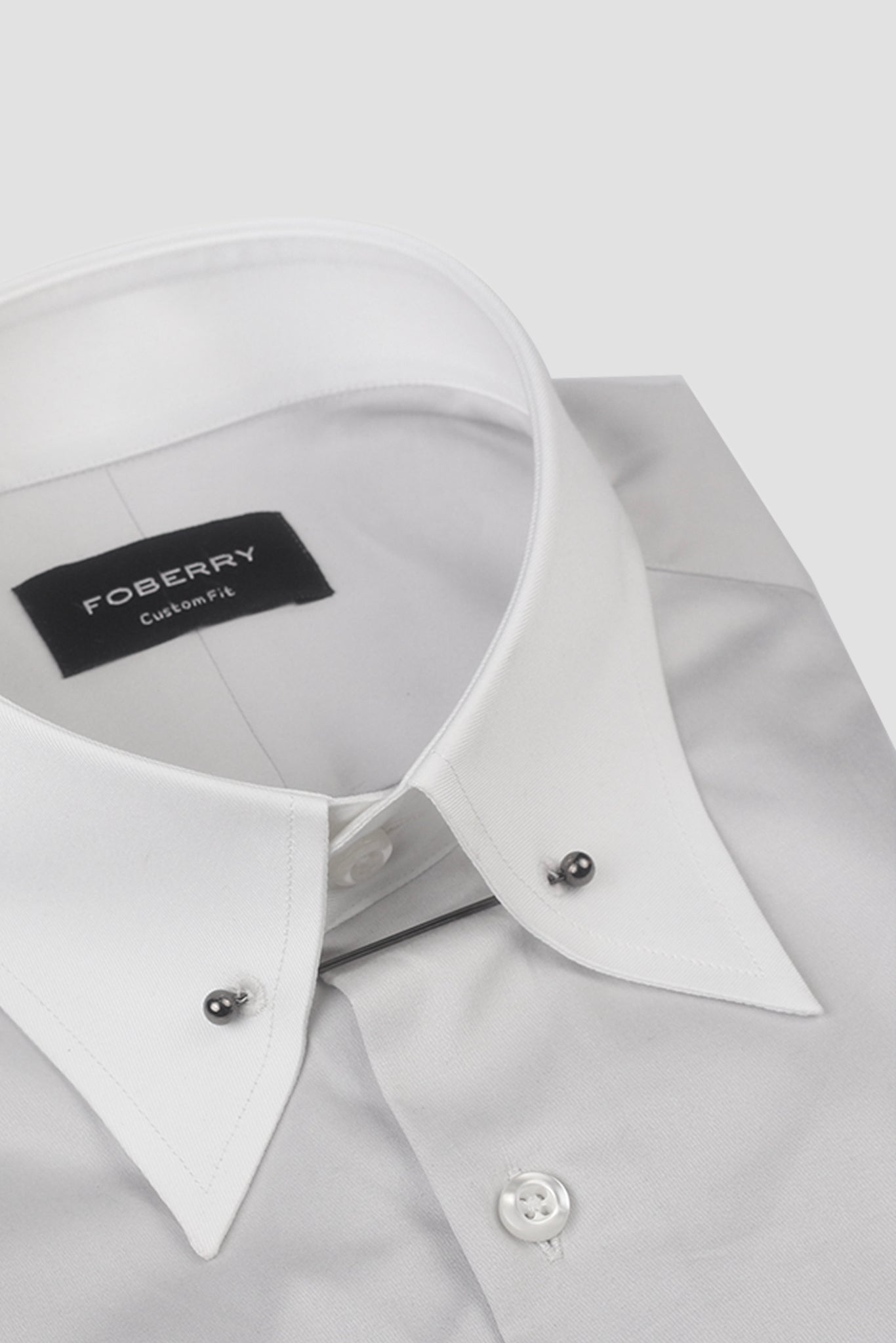Ash Grey Egyptian Poplin Pin Collar Shirt