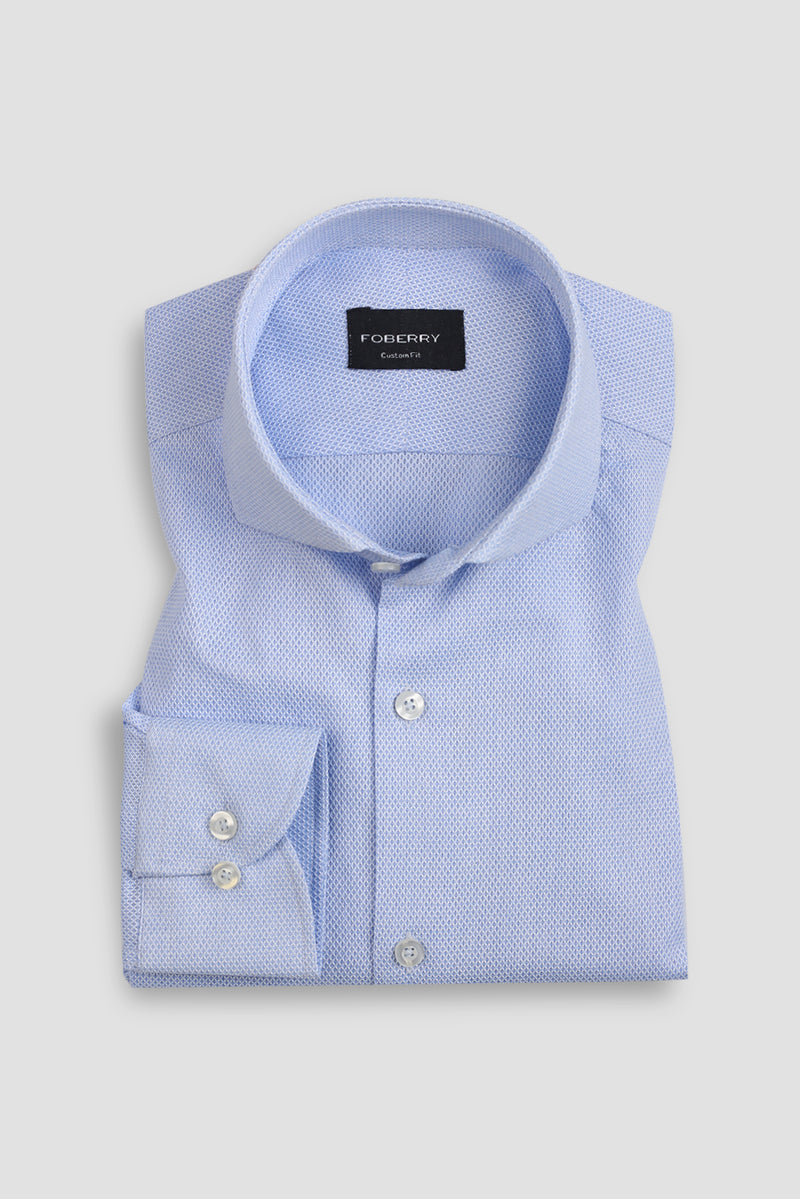Crispy Sky Blue Leno weave Shirt