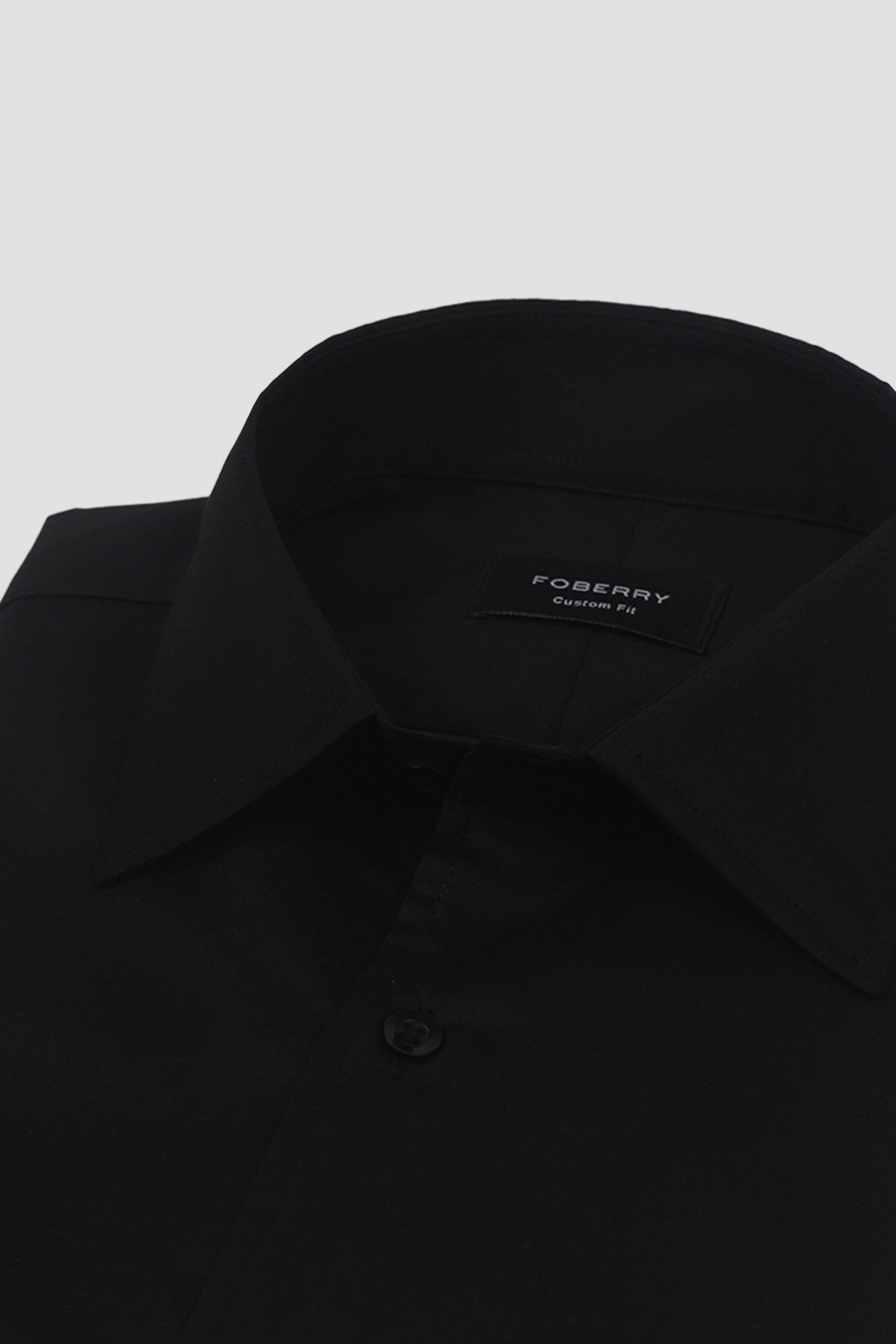 Black Linen Cut Away Collar Shirt - Foberry Pakistan