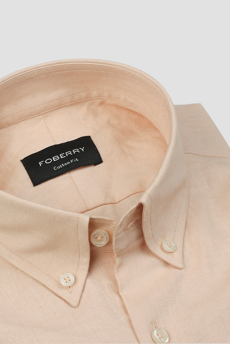 Soft Pastel Peach Irish Linen Shirt
