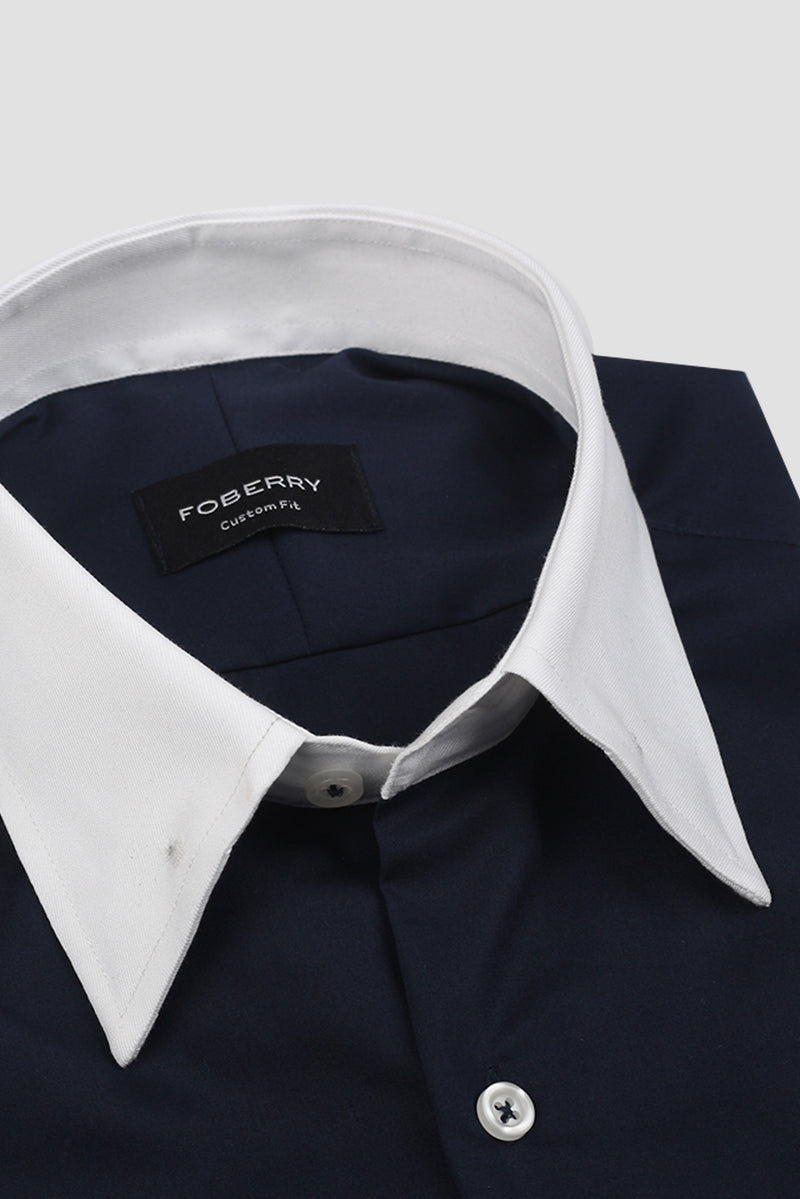 Dark Navy Blue Egyptian Shirt - Pin Collar Shirt