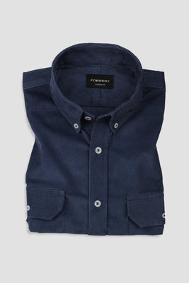 Steel Blue Corduroy Shirt - Foberry Pakistan