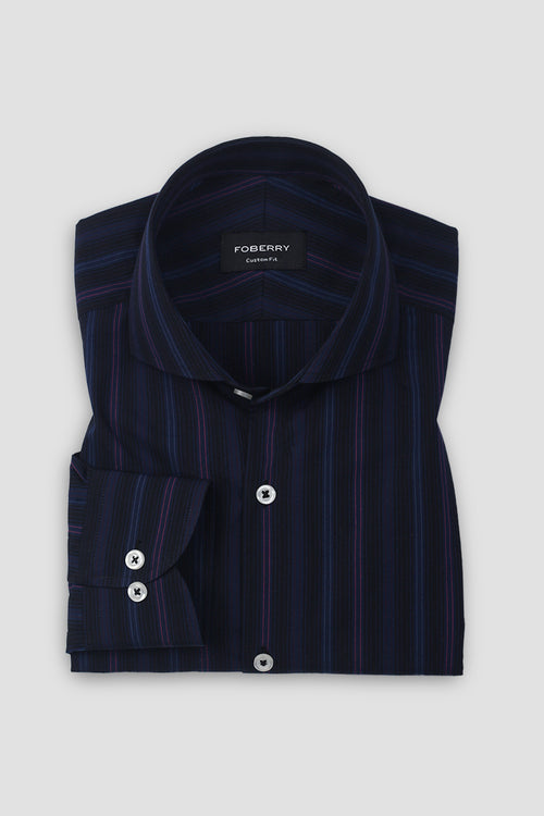 Black and Blue Parallel Striped Shirt