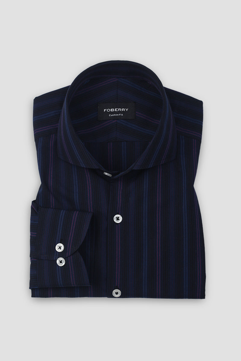 Black and Blue Parallel Striped Shirt