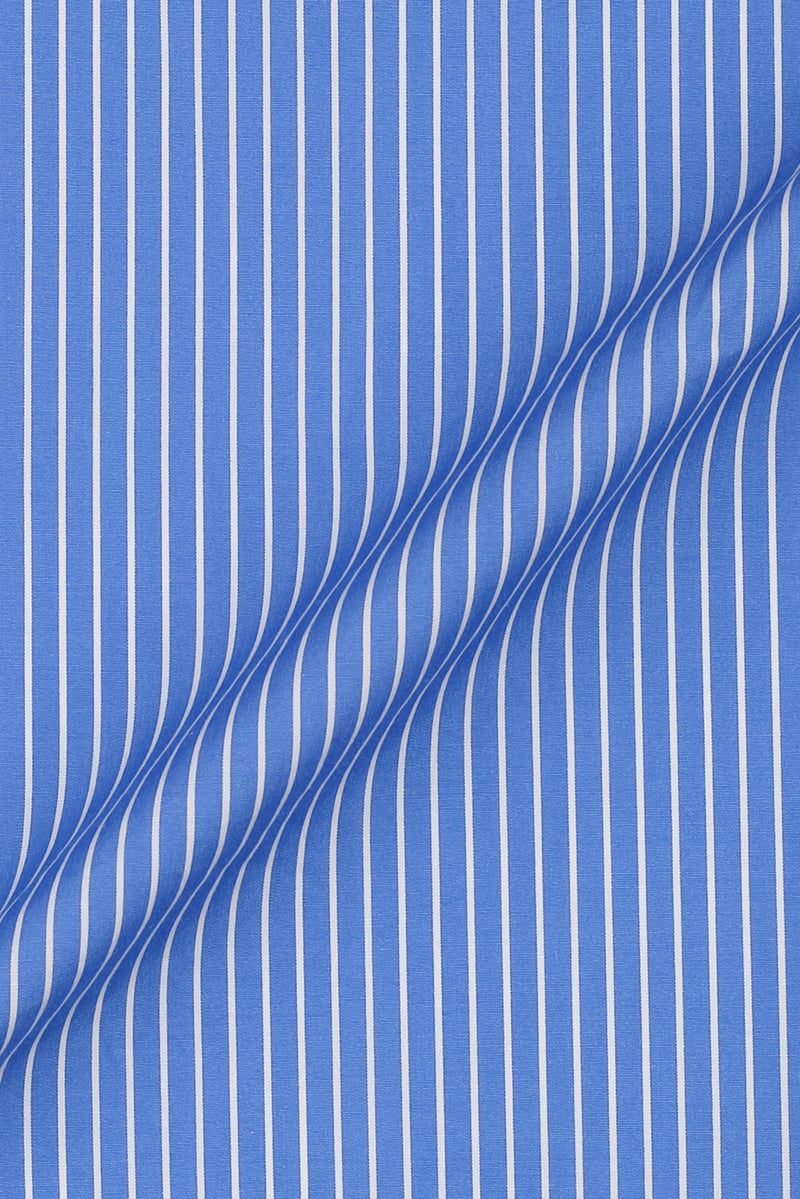 Azure Blue Pen Striped Shirt