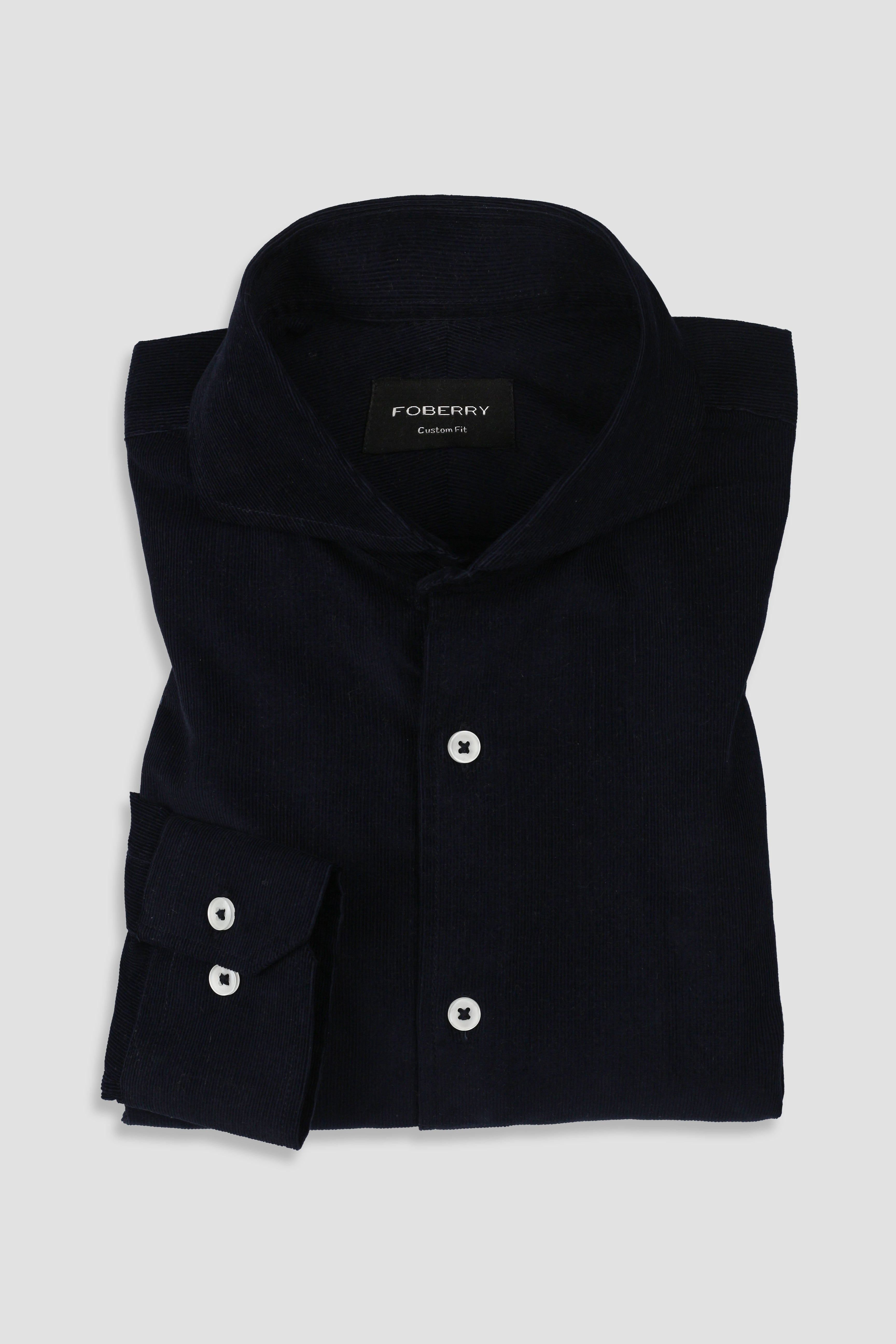Navy Blue Corduroy Shirt - Foberry Pakistan
