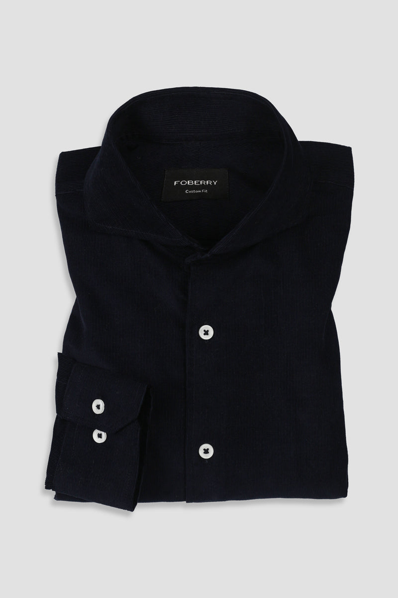 Navy Blue Corduroy Shirt - Foberry Pakistan