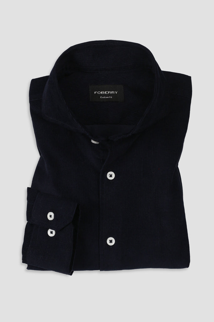 Navy Blue Corduroy Shirt - Foberry Pakistan