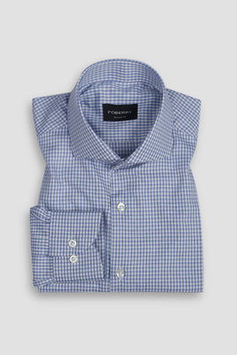 Blue Box Weave Patterned Shirt