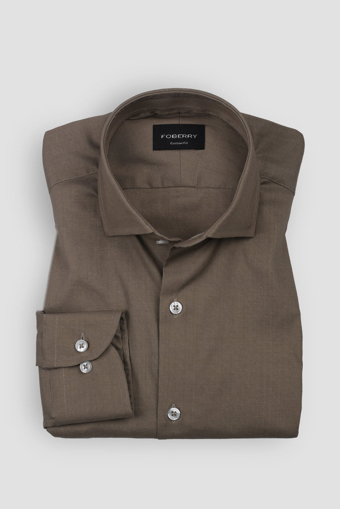 French Beige Stretchable Linen Shirt