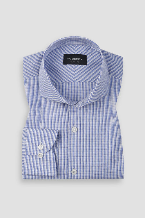 Azure Blue Plaid Shirt