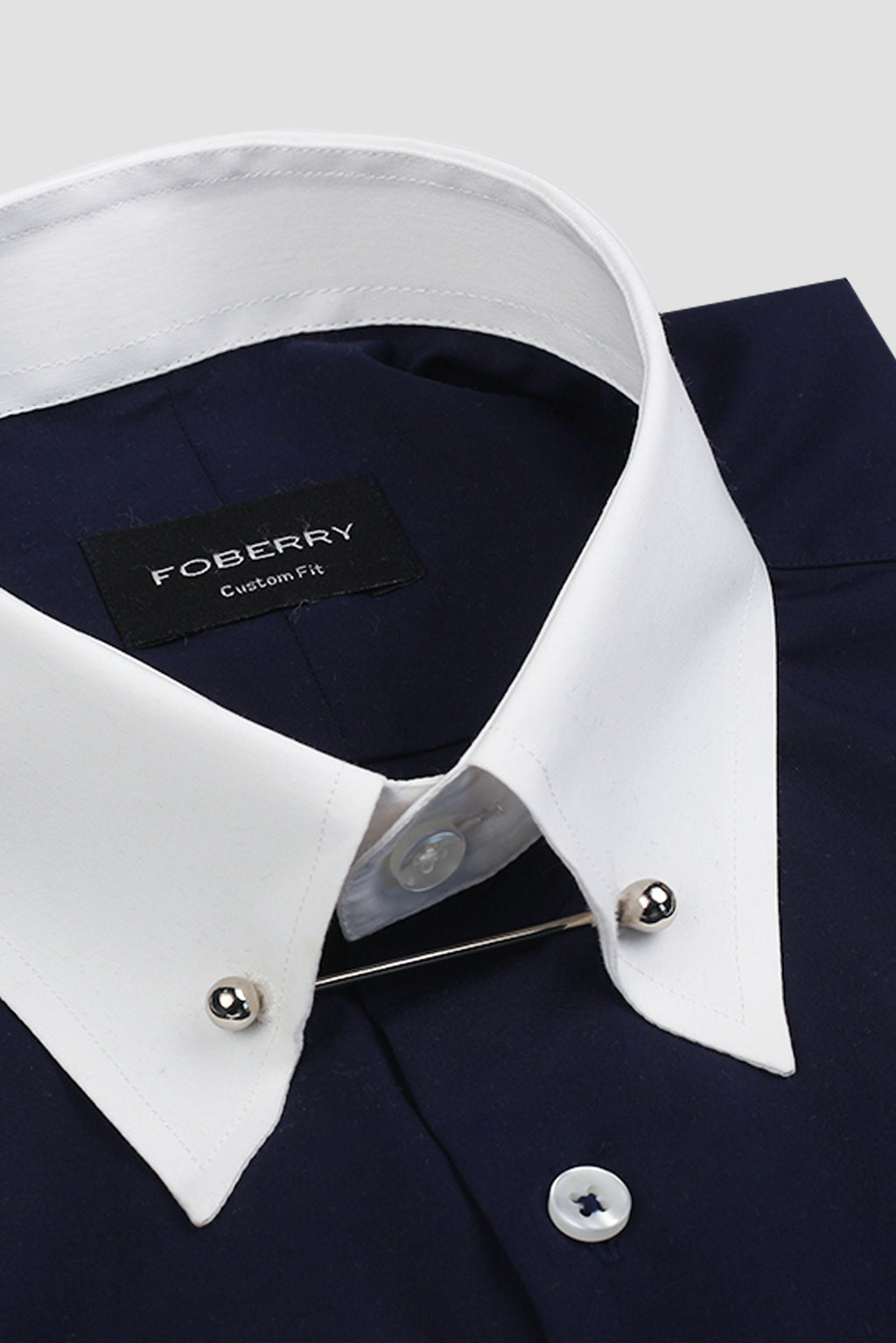 Dark Indigo Egyptian Poplin Pin Collar Shirt
