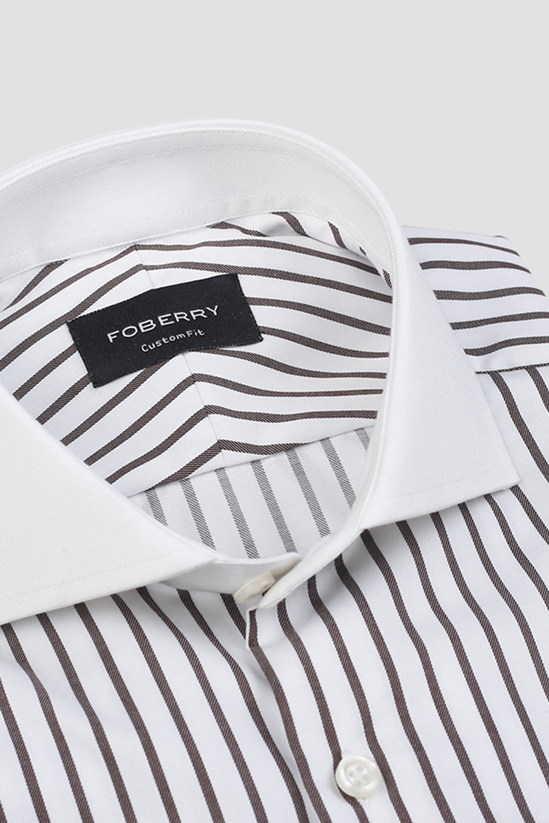 Brown Twill Striped Shirt