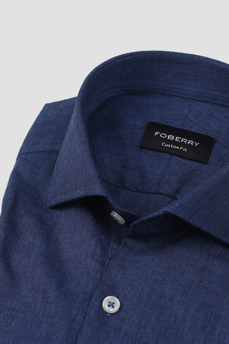 Soft Cobalt Blue Irish Linen Shirt