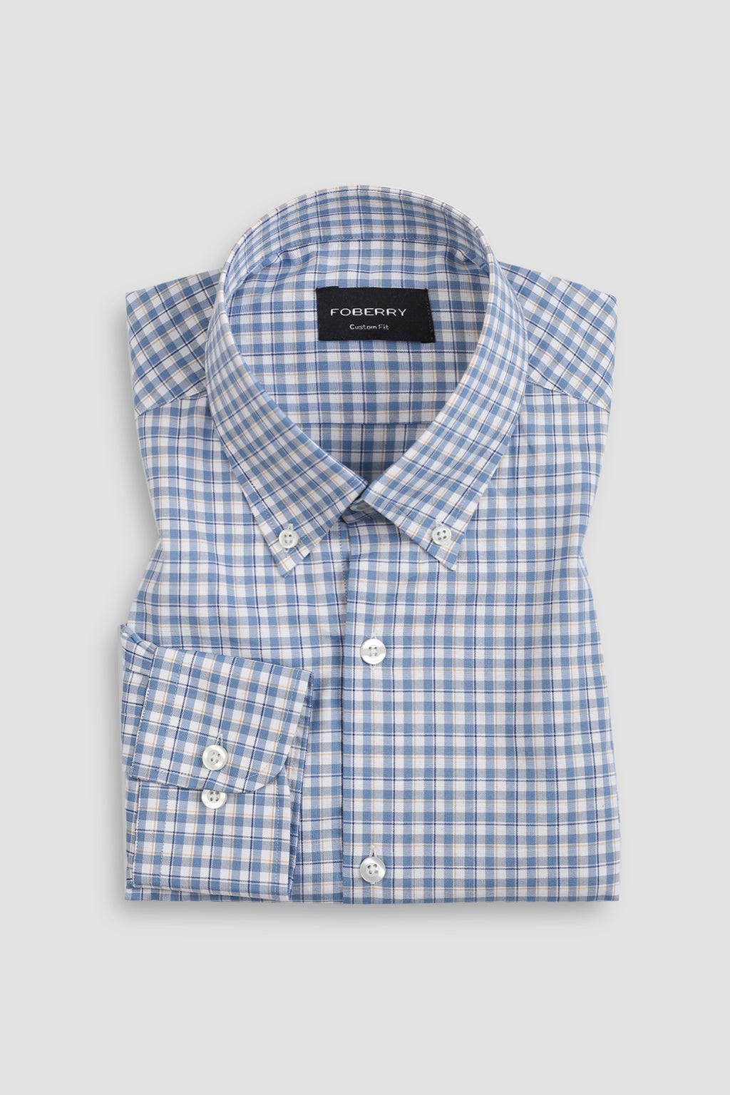 Soft Sky Blue & Mustard Gingham Shirt