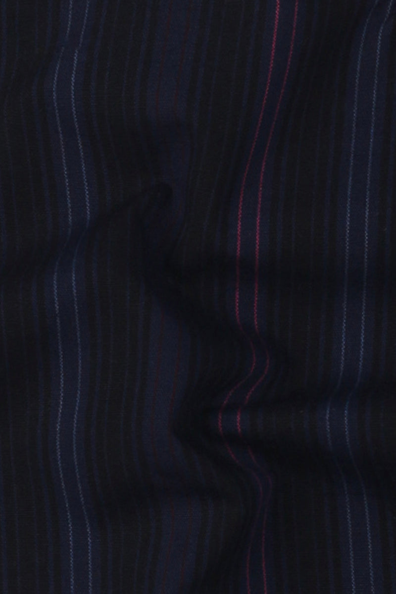 Black and Blue Parallel Striped Shirt