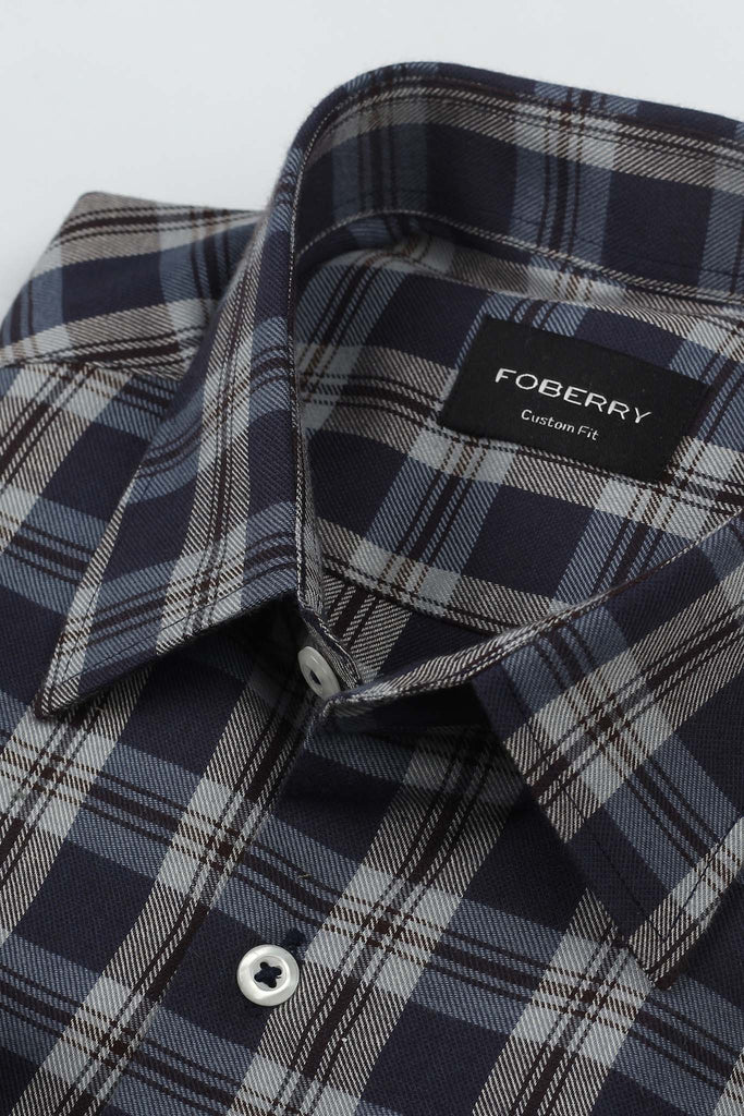 Brown & Blue Tartan Winter Flannel Shirt