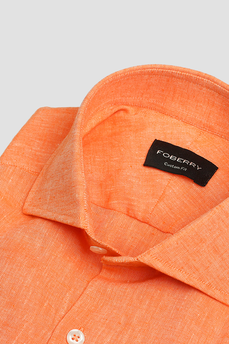 Soft Pastel Orange Italian Linen Shirt