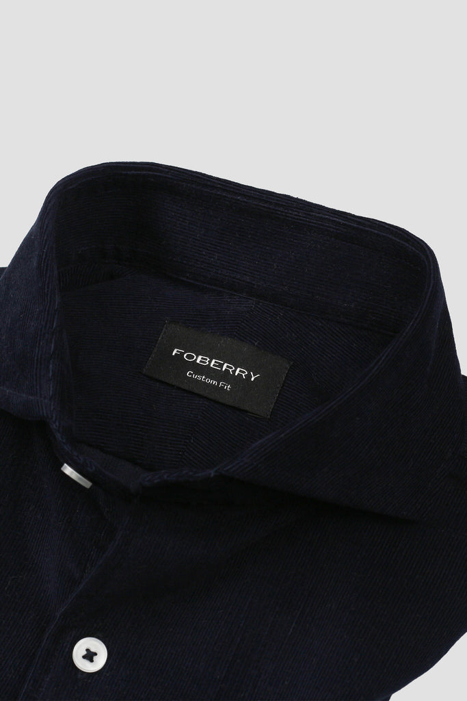 Navy Blue Corduroy Shirt - Foberry Pakistan