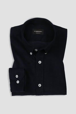 Navy Blue Corduroy Shirt - Button Down Collar - Foberry Pakistan