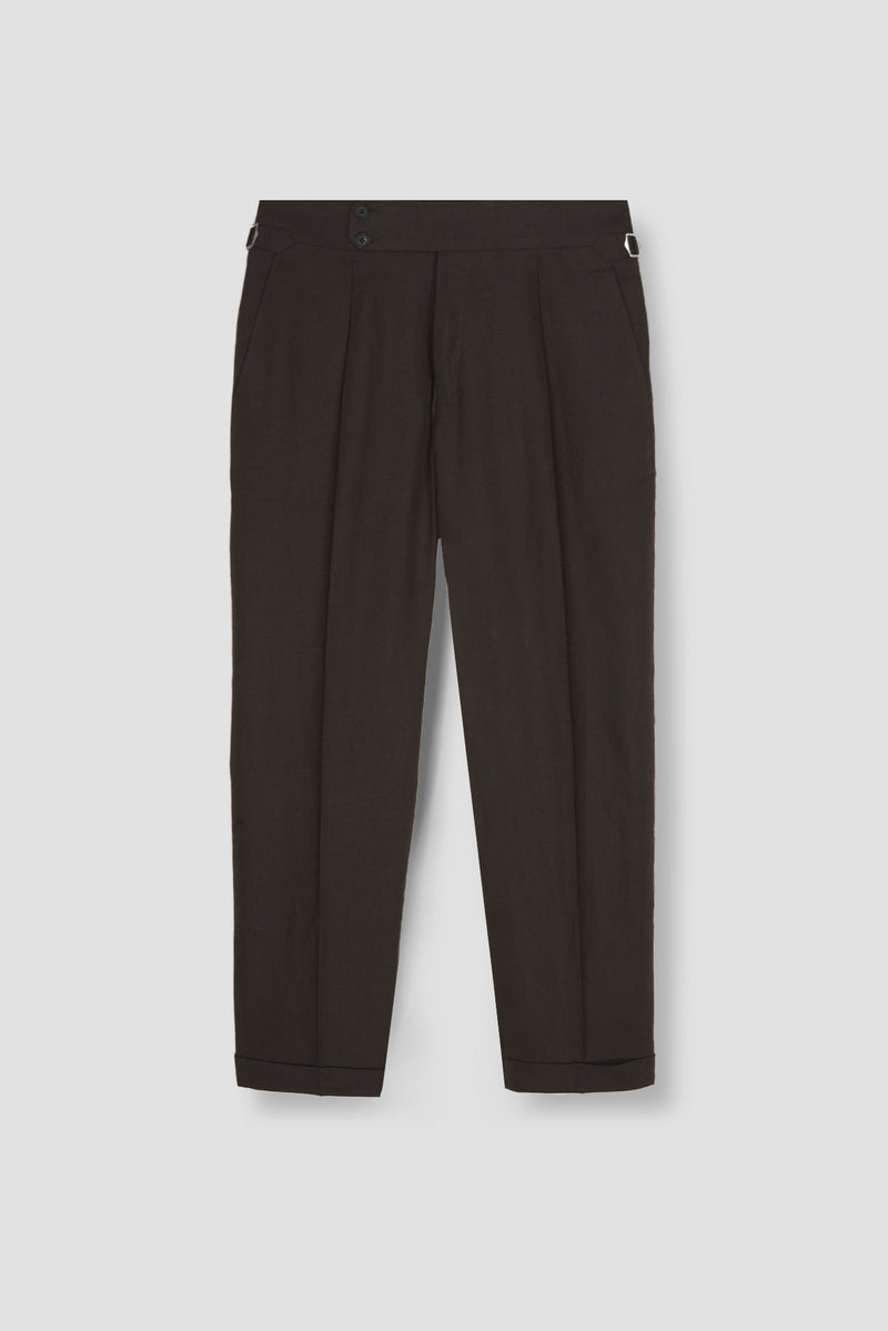 Chocolate Brown Linen Trousers