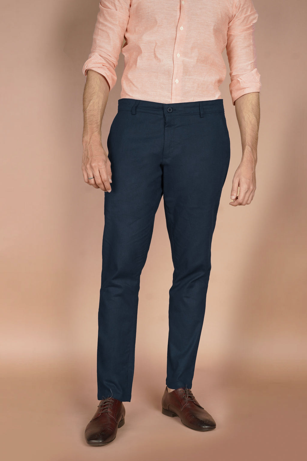 Navy Blue Irish Linen Trousers - Foberry Pakistan