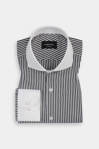 Charcoal Grey Bankers Stripes Shirt