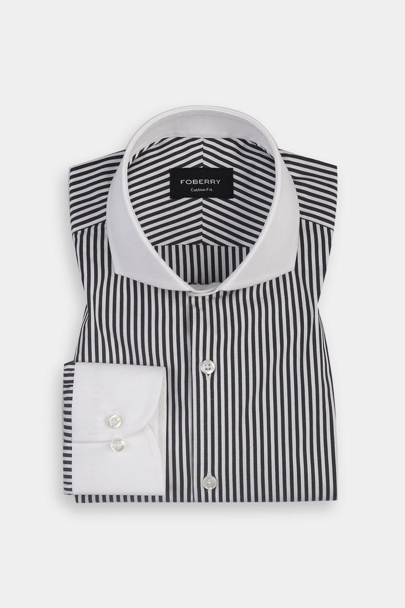 Charcoal Grey Bankers Stripes Shirt