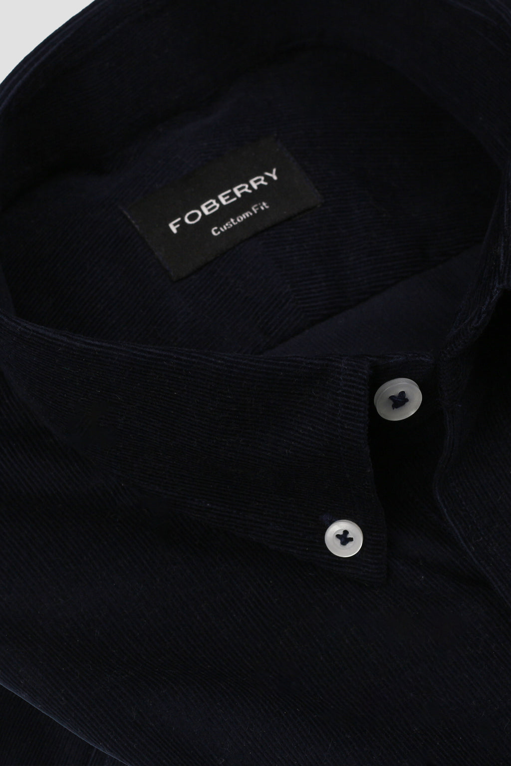 Navy Blue Corduroy Shirt - Button Down Collar - Foberry Pakistan