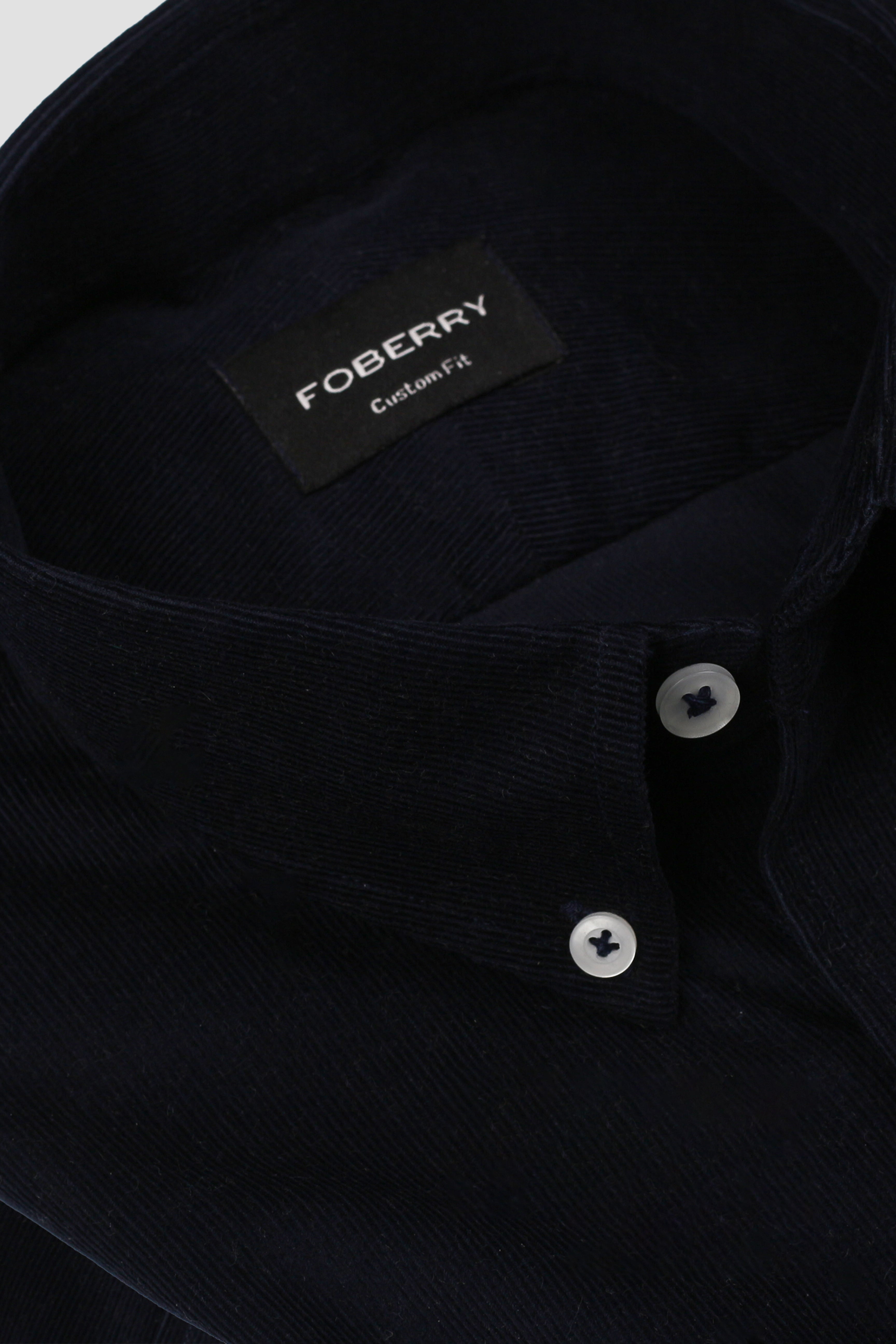 Navy Blue Corduroy Shirt - Button Down Collar - Foberry Pakistan