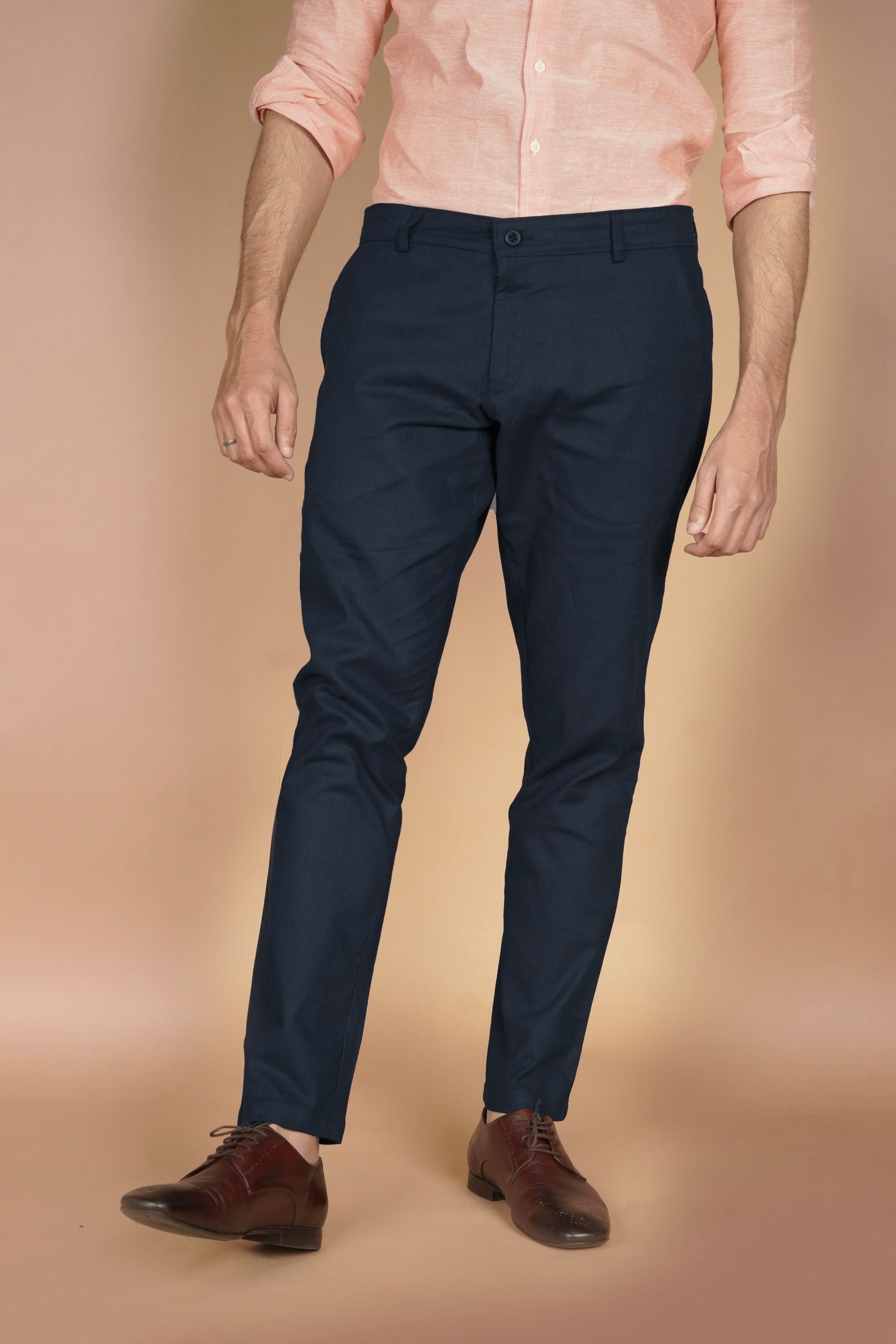 Navy Blue Irish Linen Trousers - Foberry Pakistan