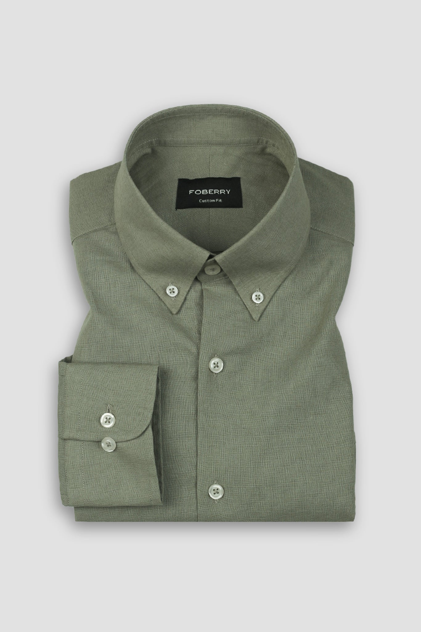 Soft Crocodile Green Irish Linen Shirt