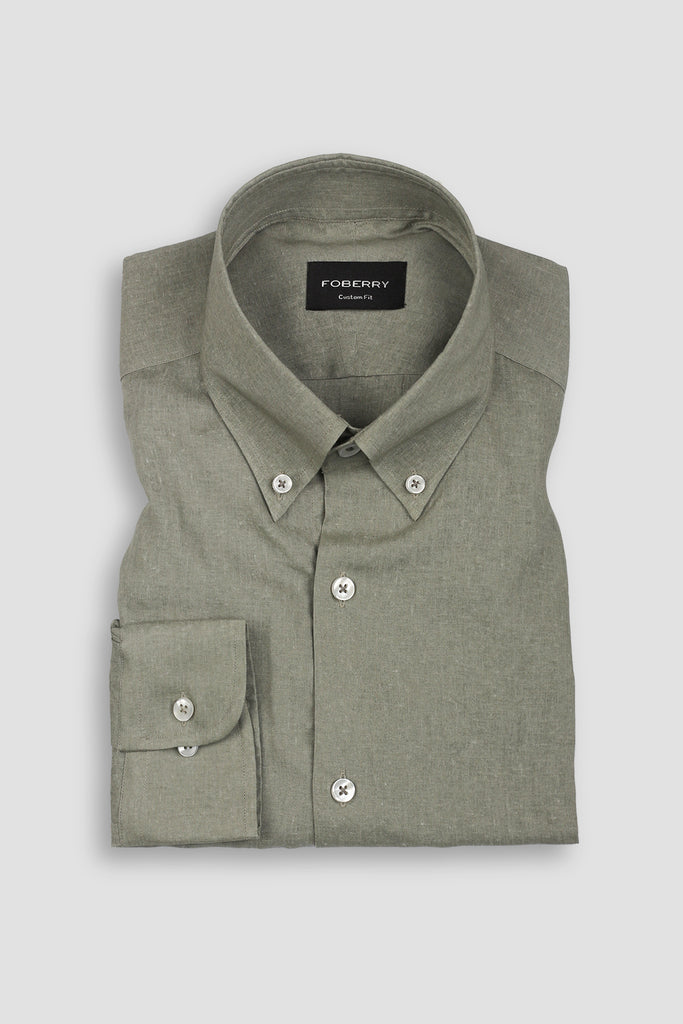 Olive Grey Featherweight Linen Shirt