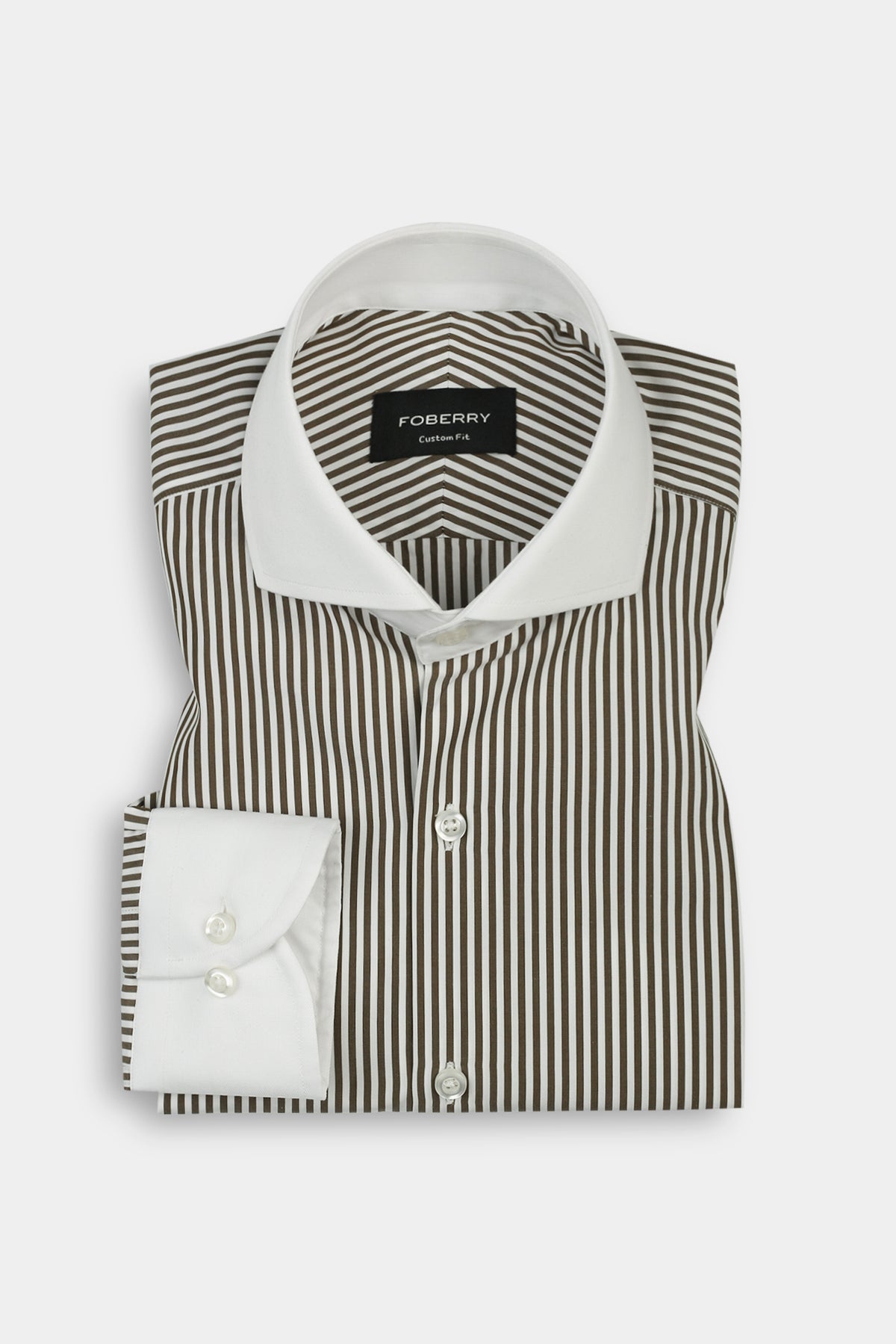 Olive Green Bankers Stripes Shirt