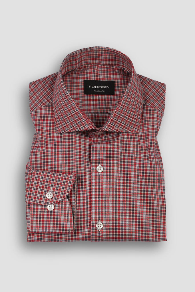 Maroon Black Houndstooth Shirt