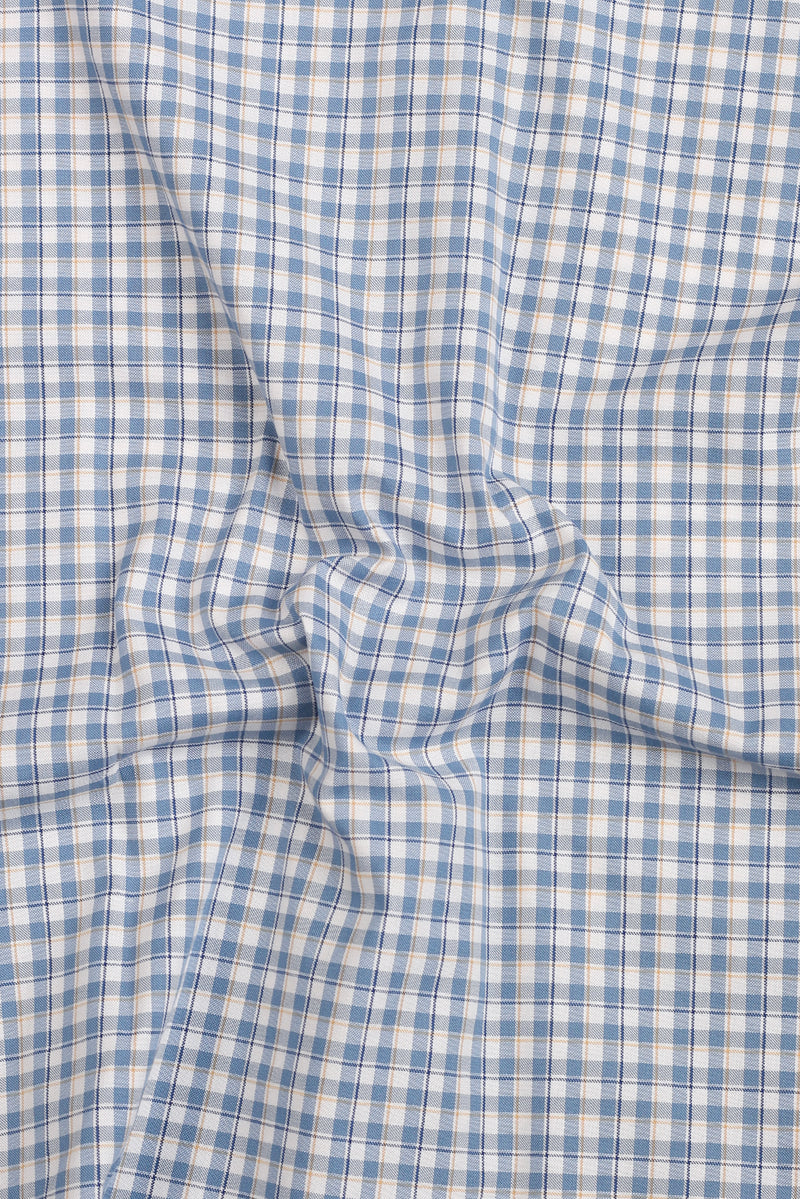 Soft Sky Blue & Mustard Gingham