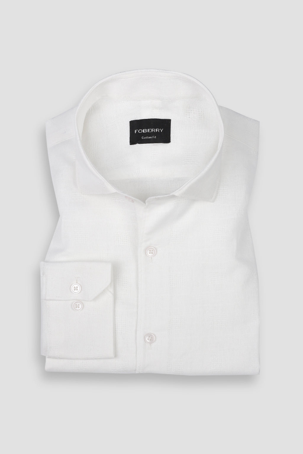 White Linen Patterned Shirt