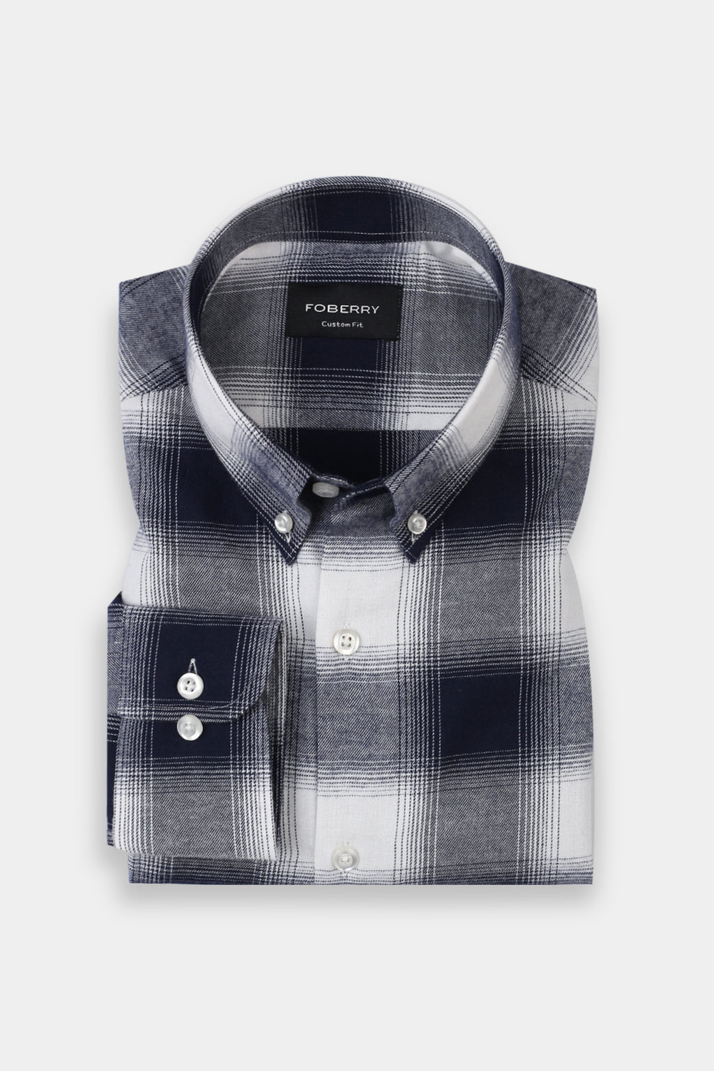 Blue and White Madras Winter Flannel Shirt