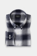 Blue and White Madras Winter Flannel Shirt